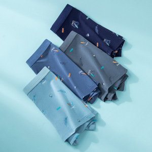 盒装4条纯棉男士内裤 时尚印花男士平角裤 优质皮马棉男士四角裤