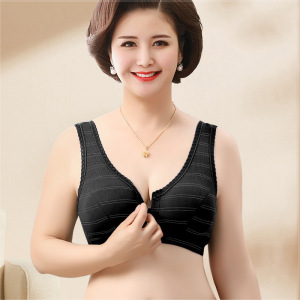 妈妈内衣女前扣文胸无钢圈薄中年妇女背心式大码中老年人胸罩_1