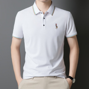 polo衫男2025夏季新款翻领刺绣时尚潮牌透气短袖男士T恤