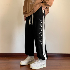 秋冬季新款男士休闲裤韩版潮牌百搭长裤刺绣宽松直筒束脚运动裤子