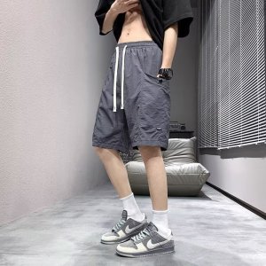 复古大口袋工装短裤男士潮牌夏季薄款宽松直筒休闲裤