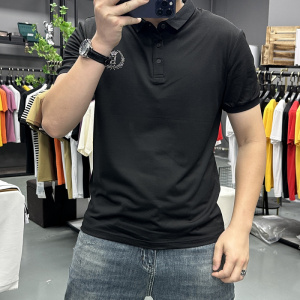 夏季新款POLO衫男士短袖体恤半袖翻领Polo打底衫上衣反领烫钻时尚