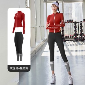字母印花瑜伽外套立领裸感透气健身上衣时尚运动外套