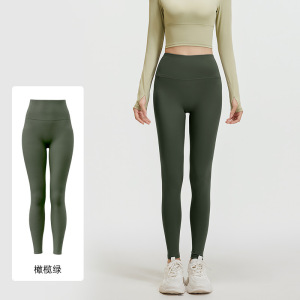 尴尬线蜜桃臀瑜伽裤高腰提臀高弹裸感跑步健身裤女
