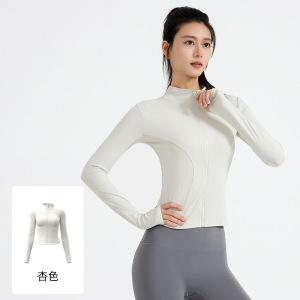 新款条纹修身运动外套薄款糯弹罗纹长袖瑜伽服外套女