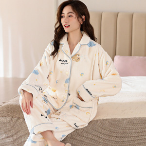 珊瑚绒孕妇睡衣女士秋冬季月子服加厚保暖孕期产后哺乳家居服套装