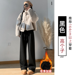 阔腿裤女新款秋冬季休闲加绒软糯垂感小个子窄版直筒糯米裤子_550