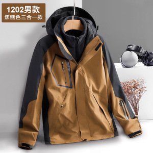 秋冬季三合一冲锋衣可拆卸外套男防风保暖情侣连帽户外登山服夹克