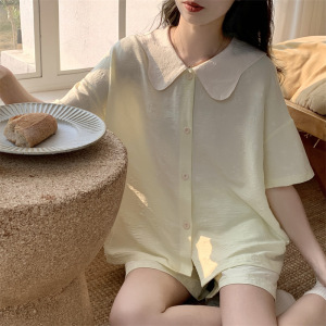 云朵棉睡衣女款夏季ins格子短袖短裤套装高级感家居服可外穿