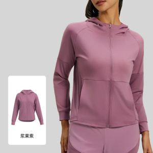 宽松上衣瑜伽服健身跑步运动服连帽开衫运动外套