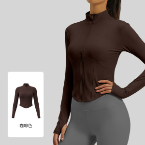 瑜伽服女秋冬新款立领长袖外套运动跑步普拉提健身服上衣