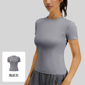 薄款运动紧身瑜伽服短袖上衣女跑步健身T恤