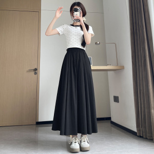 半身裙女2026新款夏季薄款高腰a字显瘦伞裙百褶长裙小个子山本裙