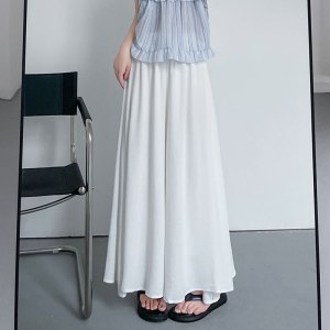 白色褶皱裤裙女春秋夏季薄款2026新款高腰垂坠感小个子休闲阔腿裤