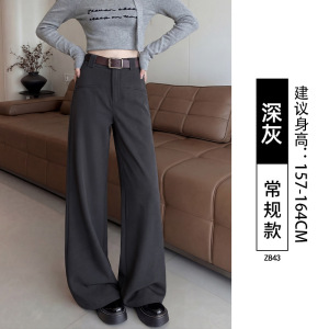 韩系西装裤女春季新款百搭直筒修身高级感休闲宽松长裤修身阔腿裤