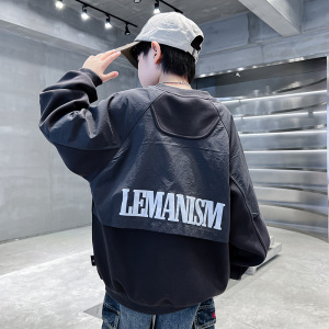 男童拼接卫衣春秋款2026新款儿童春装衣服宽松中大童上衣春季酷帅