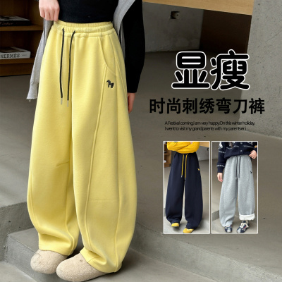 女童裤子韩系春装2026新款初中生女孩大童运动卫裤儿童直筒裤_675