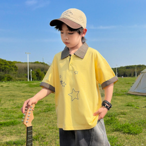 男童夏装短袖polo衫T恤2026新款中大儿童夏季薄款休闲上衣潮T