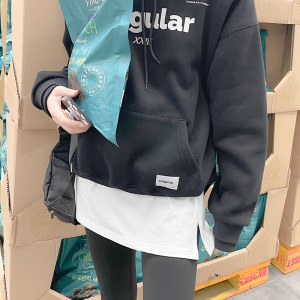 小屁帘下摆女春秋季内搭打底裙叠穿卫衣假裙遮屁股神器黑色半身裙