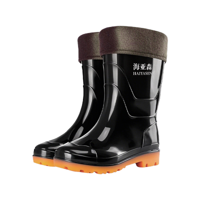 海亚森TK-DZG02加棉中筒雨鞋 通用均码黑色 黑色 均码