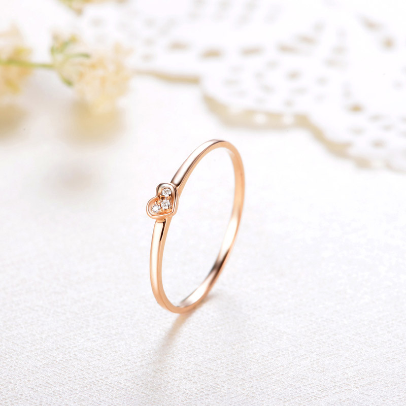 佐卡伊玫瑰18k金钻石戒指女款时尚钻戒钻石女戒心形求婚戒指正品