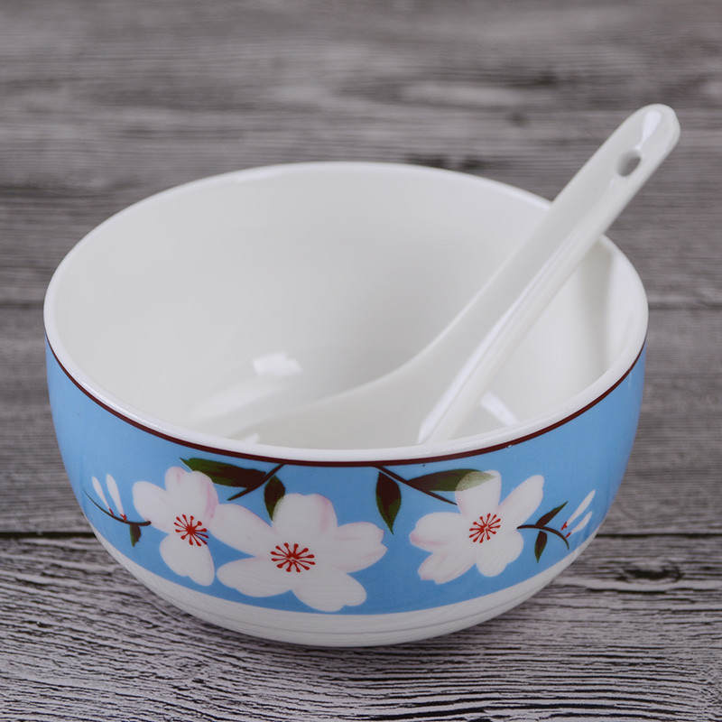 骨瓷儿童餐具套装油上彩日式青花瓷陶瓷器家用韩式米饭碗喝汤碗吃饭碗