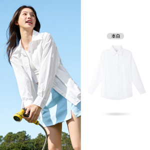 361°运动外套女夏季新款透气简约纯色长袖宽松防晒衬衫上衣女