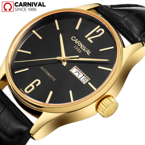 瑞士嘉年华Carnival手表全自动机械表 男表金属精钢男士手表休闲时尚防水表商务简约双日历腕表经典男表8612G-1