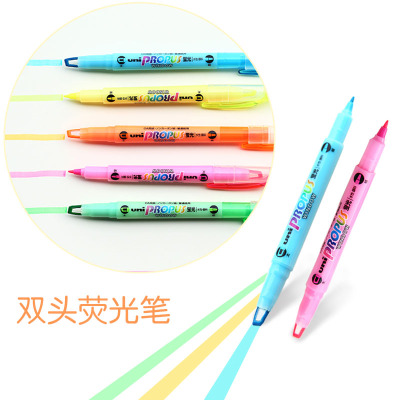 Uni三菱透明视窗粗幼咀双头荧光笔PUS-102T