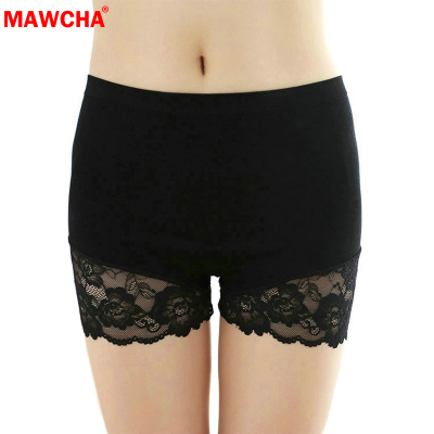 Mawcha女士防走光安全裤蕾丝透气镂空木纤维平角内裤三分打底裤