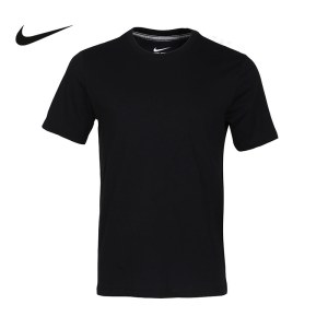 Nike 纯色Logo印花针织圆领短袖T恤 男款 黑色 BQ2971-010