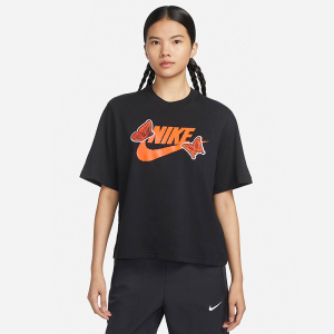 Nike Logo印花运动休闲短袖T恤 女款 黑色 FD2526-010