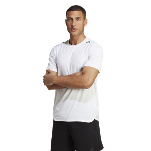 adidas 纯色Logo标识运动健身短袖T恤 男款 白色 IB9096