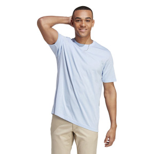 adidas 纯色Logo标识圆领短袖T恤 男款 淡蓝色 IC9801