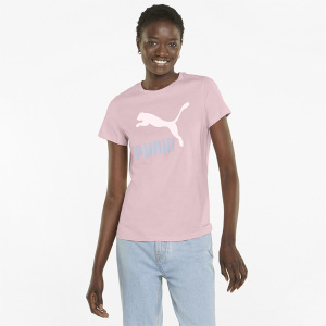 Puma Logo纯色休闲圆领短袖T恤 女款 粉红色 536349-16