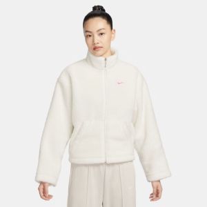 Nike耐克女子冬季保暖上衣运动夹克白色仿羊羔绒外套FV4009-133