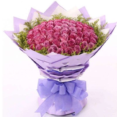 花袭人鲜花同城速递66朵紫玫瑰情人节礼物送女友老婆西安武汉广州上海深圳鲜花配送