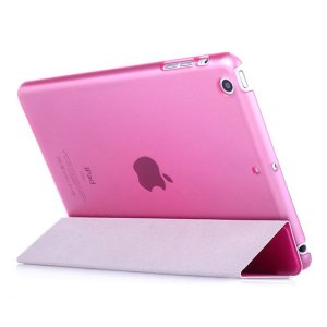 魅爱琳 iPadmini3保护套 三折蚕丝纹皮套 mini2保护壳 迷你3外壳 苹果平板电脑翻盖支架 磨砂半透 轻薄简约