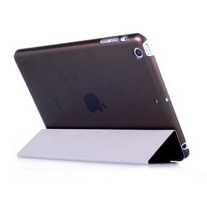 魅爱琳 iPadmini3保护套 三折蚕丝纹皮套 mini2保护壳 迷你3外壳 苹果平板电脑翻盖支架 磨砂半透 轻薄简约