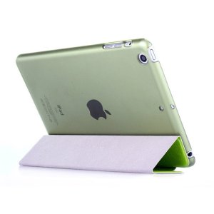 魅爱琳 iPadmini3保护套 三折蚕丝纹皮套 mini2保护壳 迷你3外壳 苹果平板电脑翻盖支架 磨砂半透 轻薄简约