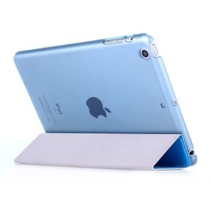 魅爱琳 iPadmini3保护套 三折蚕丝纹皮套 mini2保护壳 迷你3外壳 苹果平板电脑翻盖支架 磨砂半透 轻薄简约