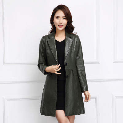兄友弟恭 2016春秋新款通勤真皮泡皮大衣女中长款绵羊皮皮风衣海宁外套