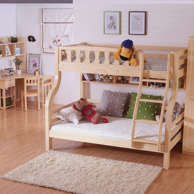 我爱我家 实木高低床子母床 儿童上下床双层床 男孩女孩子松木床 下铺
