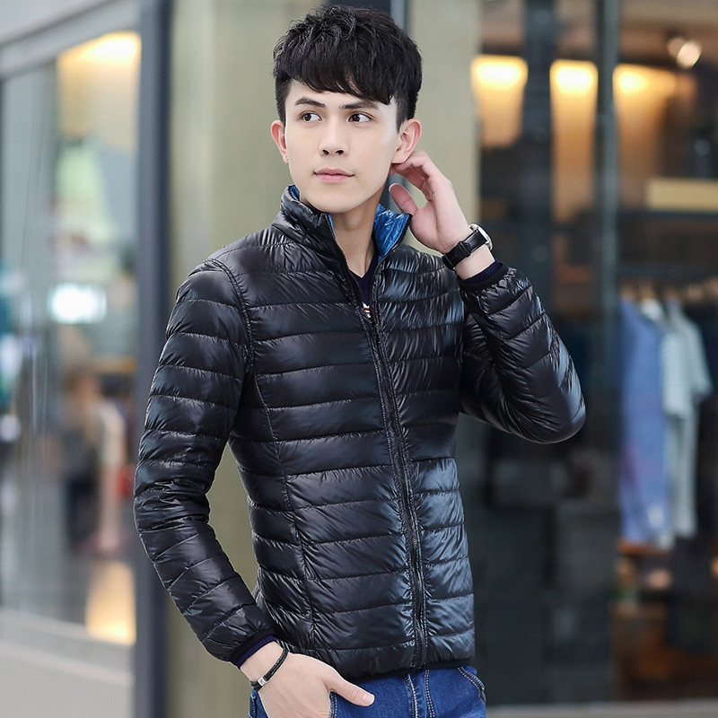 男士新品2017新款男装韩版秋冬季修身立领休闲青少年短款轻薄羽绒服男