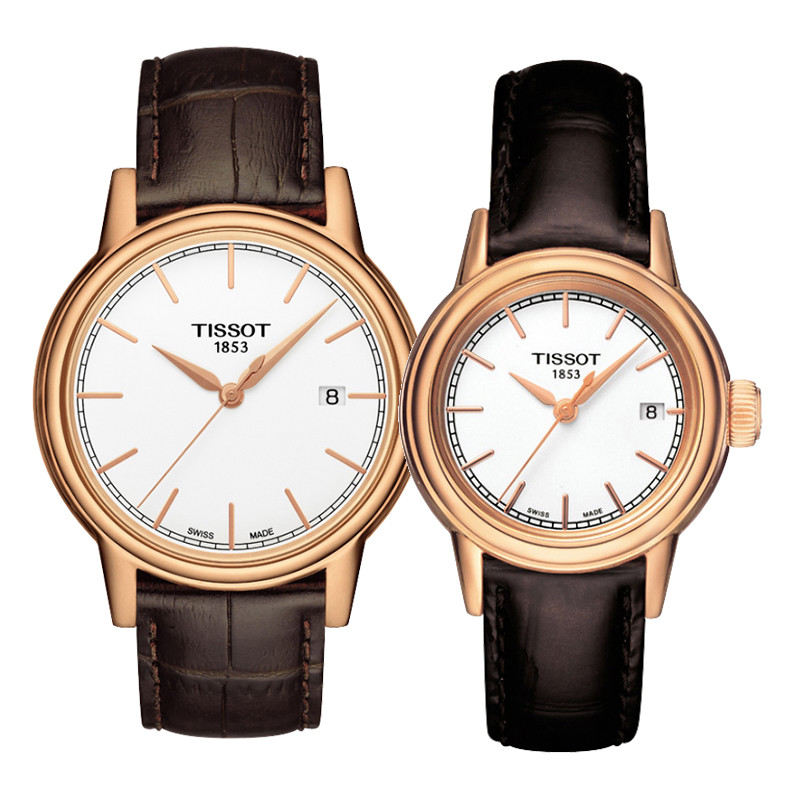 天梭手表卡森系列皮带白盘情侣石英手表t085.410.36.011.00/t085.210.