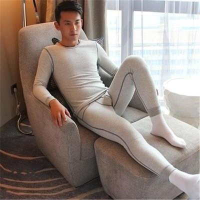 华杰龙包邮男士保暖内衣套装加绒加厚冬季棉紧身时尚潮男保暖内衣灰色L（170-175）
