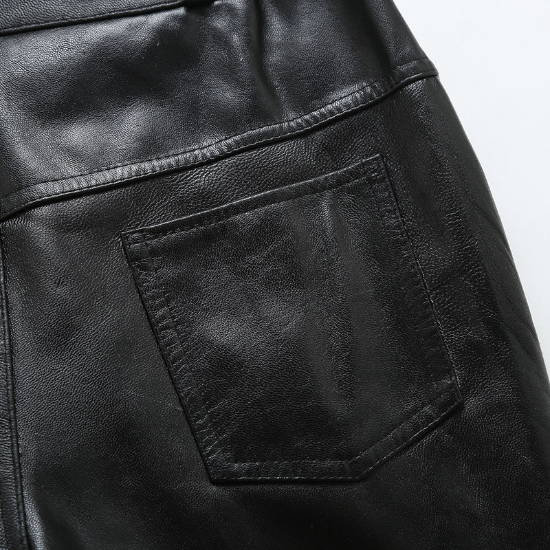 战地吉普秋冬中老年真皮山羊皮加绒皮裤 男士大码防风保暖机车皮裤