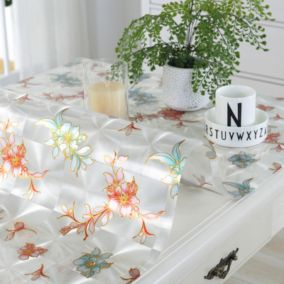 六月荷软玻璃PVC防水桌布餐桌布磨砂软玻璃塑料桌垫免洗茶几垫台布水晶板定制蝴蝶兰，厚1.0mm60*60cm