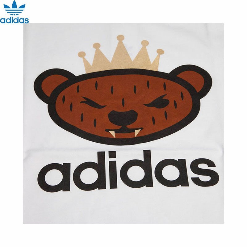adidas三叶草 男款nigo小熊系列纯棉短袖t桖 ab1541