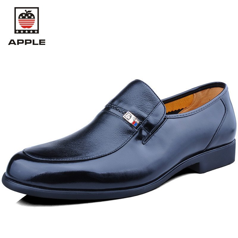apple 苹果头层牛皮商务正装男士皮鞋 05135 粒面套脚男鞋